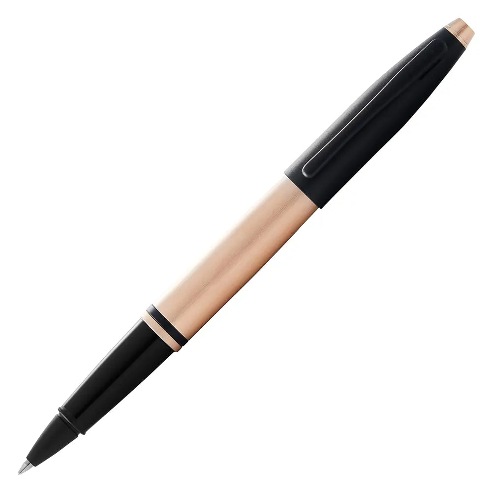 Cross Calais Brushed Rose Gold Black Lacquer Rollerball pen