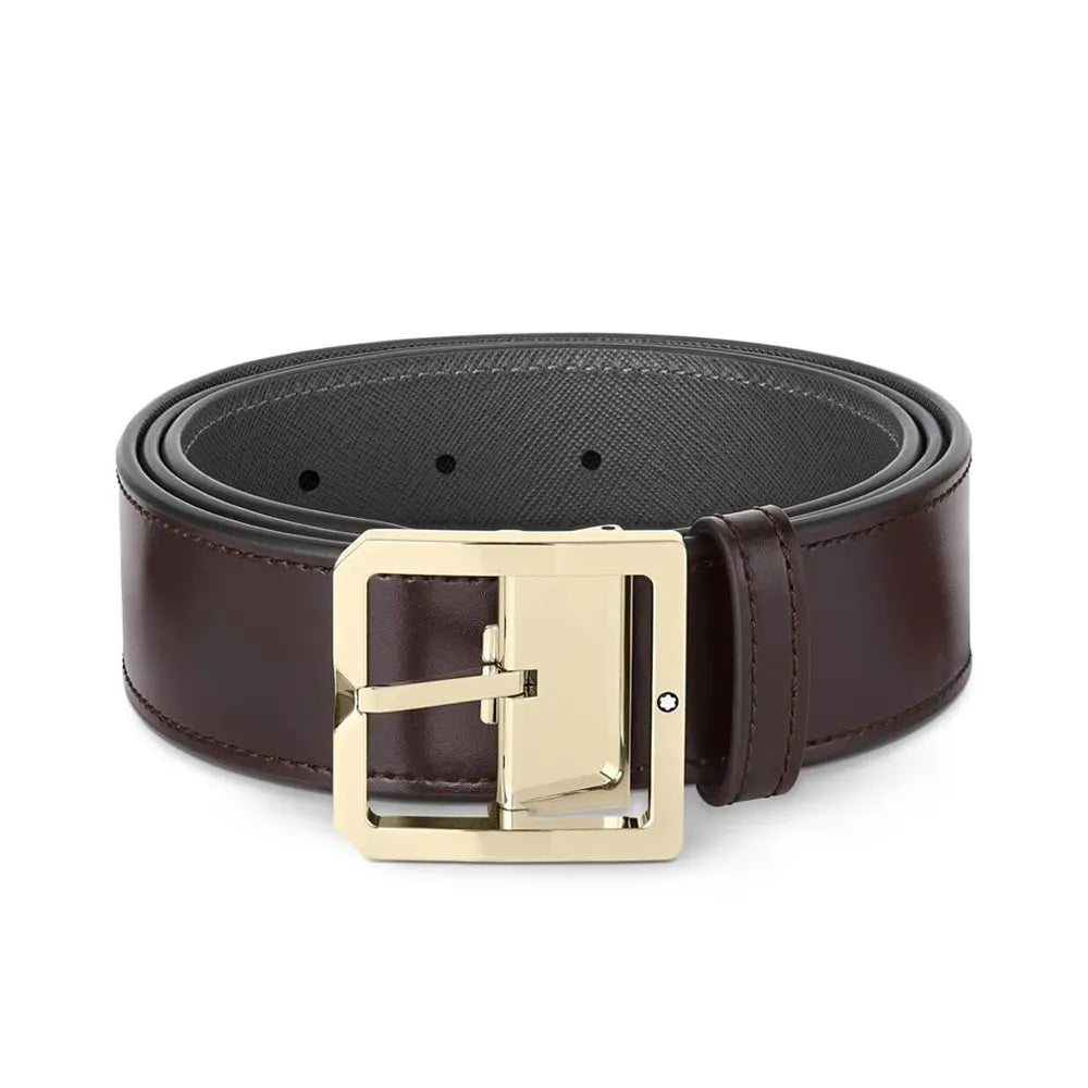 Montblanc Brown/Grey 120cm Double sided Leather Belt