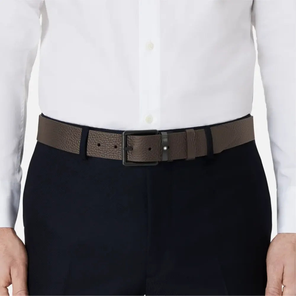 Montblanc Classic Buckle Brown/Black 120cm Double-sided Leather belt