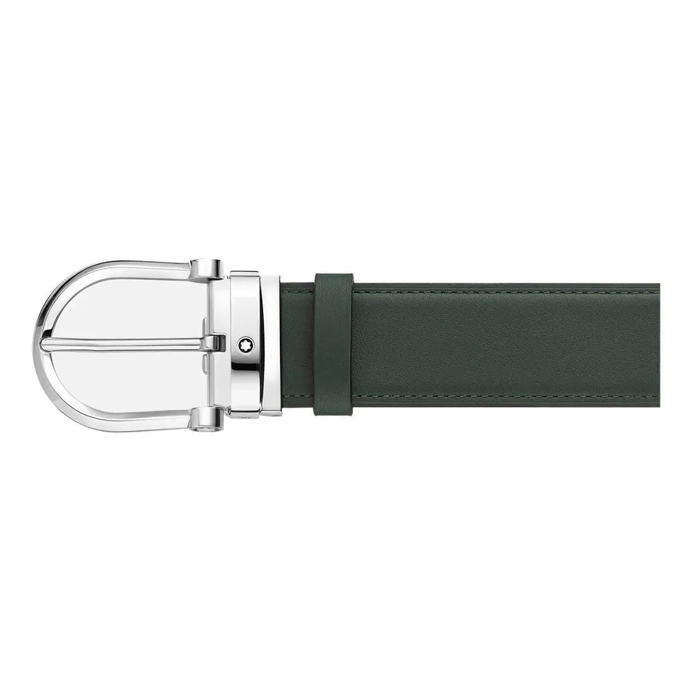 Montblanc Horseshoe Buckle 120cm Green/Brown Double-sided Leather Belt