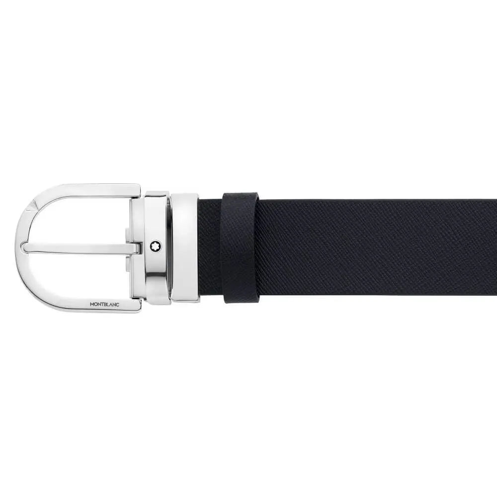 Montblanc Horseshoe Buckle Black/Mosto 120cm Double-sided Leather Belt