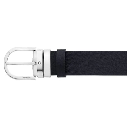 Montblanc Horseshoe Buckle Black/Mosto 120cm Double-sided Leather Belt