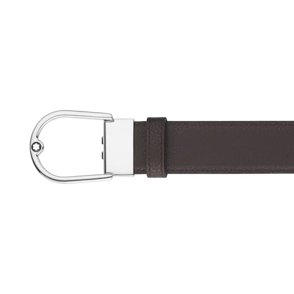 Montblanc Horseshoe Buckle Grainy Ebony/Black 120cm Leather Belt