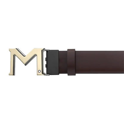 Montblanc M Buckle Brown/Grey 120cm Double-sided Leather Belt