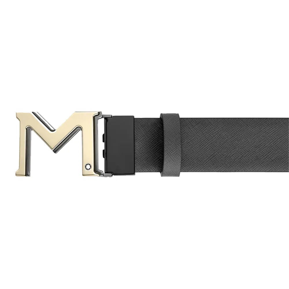 Montblanc M Buckle Brown/Grey 120cm Double-sided Leather Belt