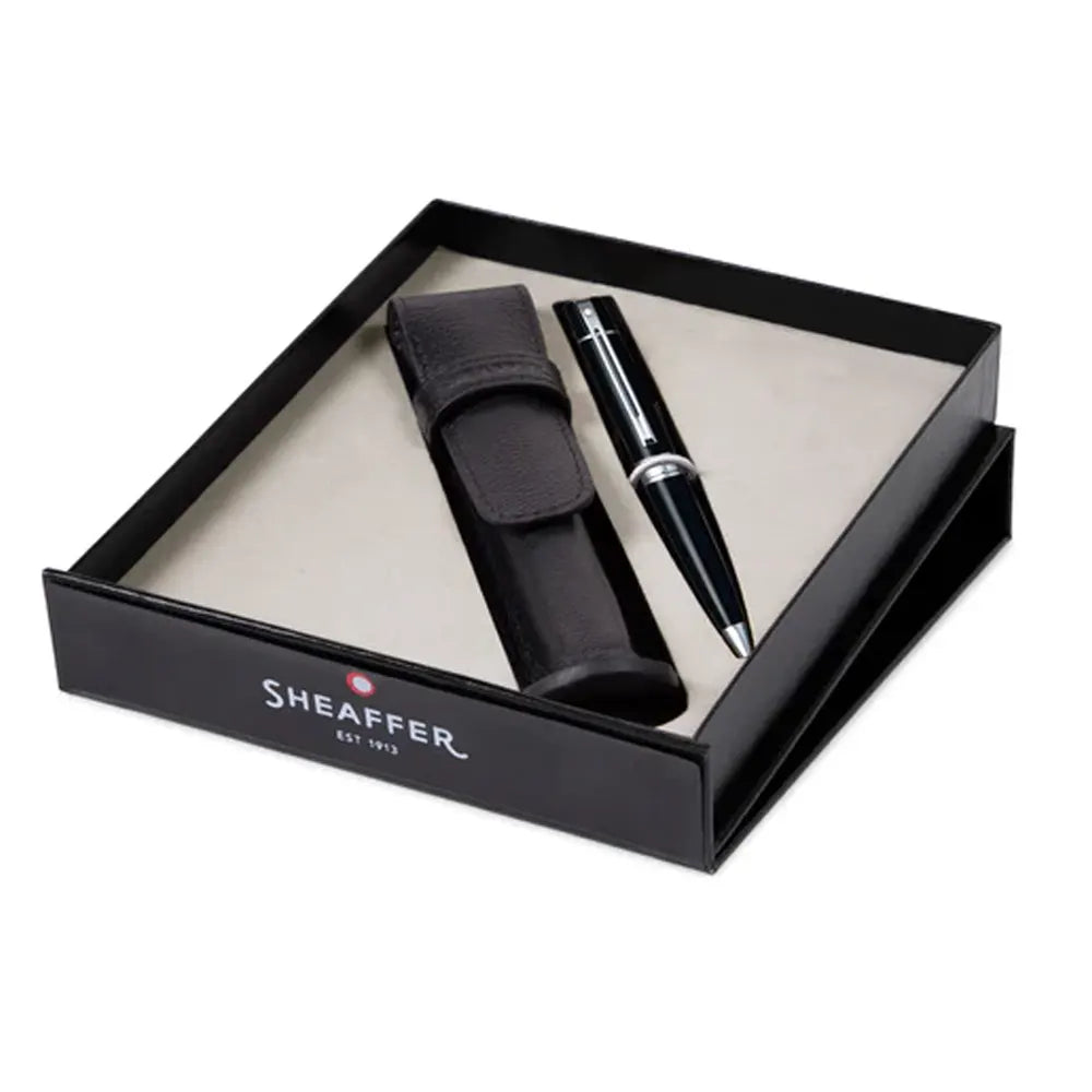 Sheaffer 300 Glossy Black Ballpoint pen and pouch gift set