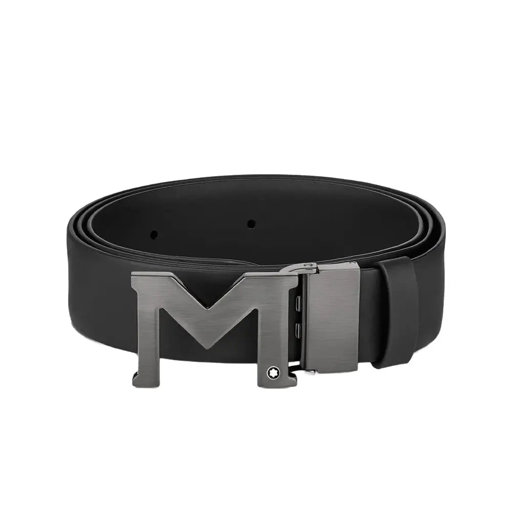 Montblanc M Buckle Black 120cm Leather Belt