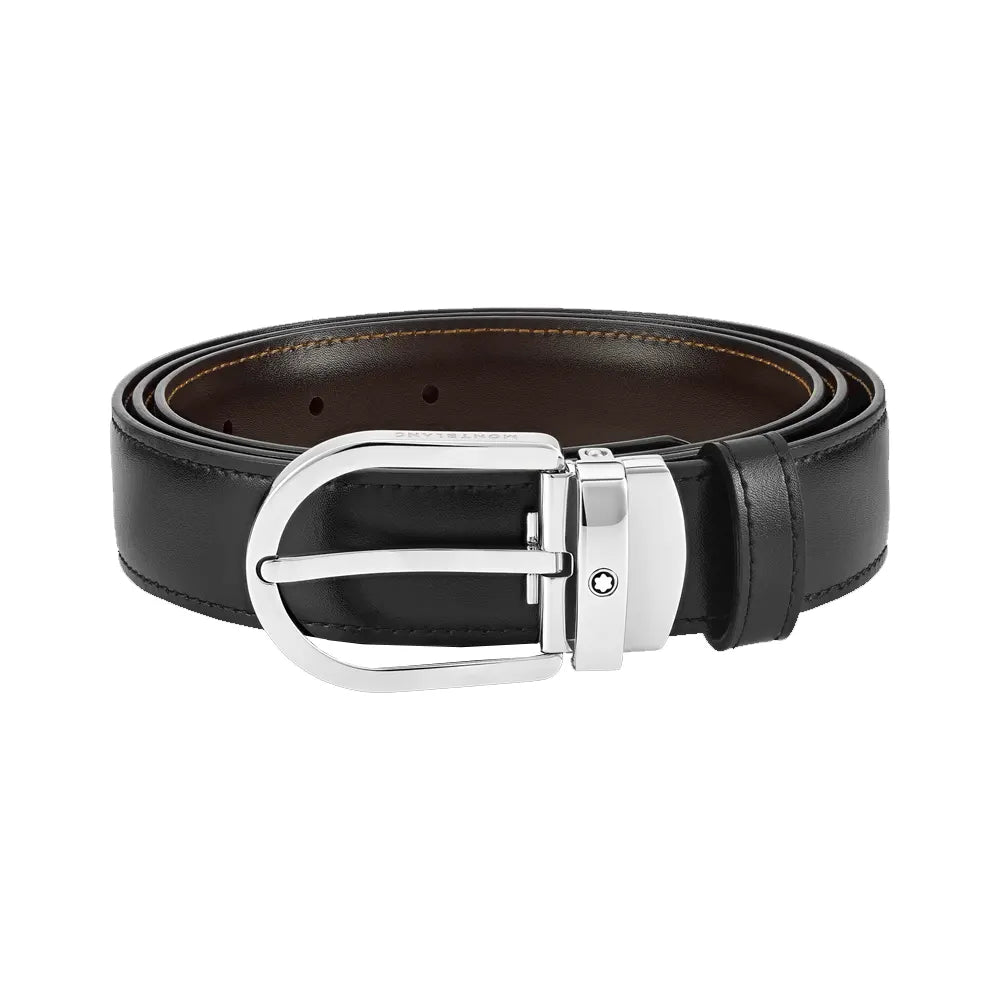 Montblanc Horseshoe Buckle Black/Brown Double-sided Leather Belt