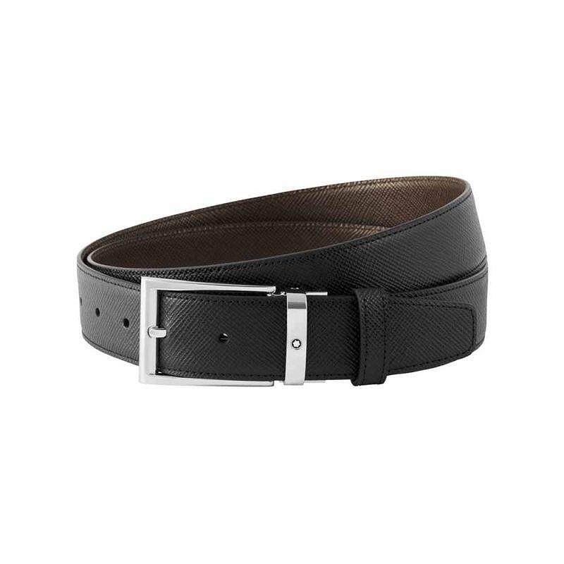 Montblanc Black Brown Double sided Leather Belt