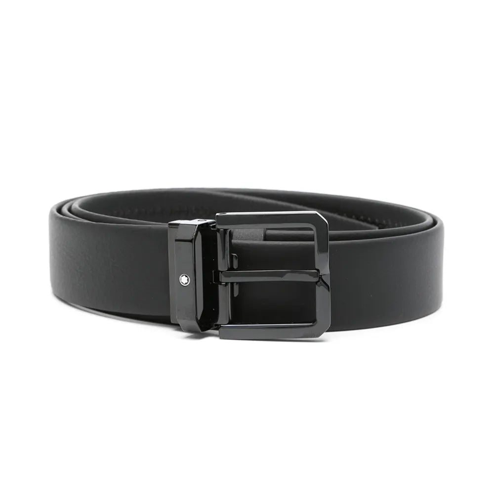 Montblanc Classic Buckle Black Leather Belt