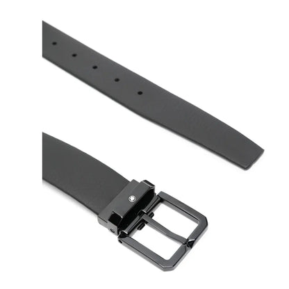 Montblanc Classic Buckle Black Leather Belt