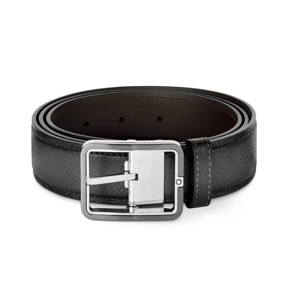 Montblanc Classic Buckle Grey 120cm Leather Belt