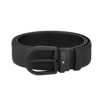 Montblanc Horseshoe Buckle Black 120cm Leather Belt