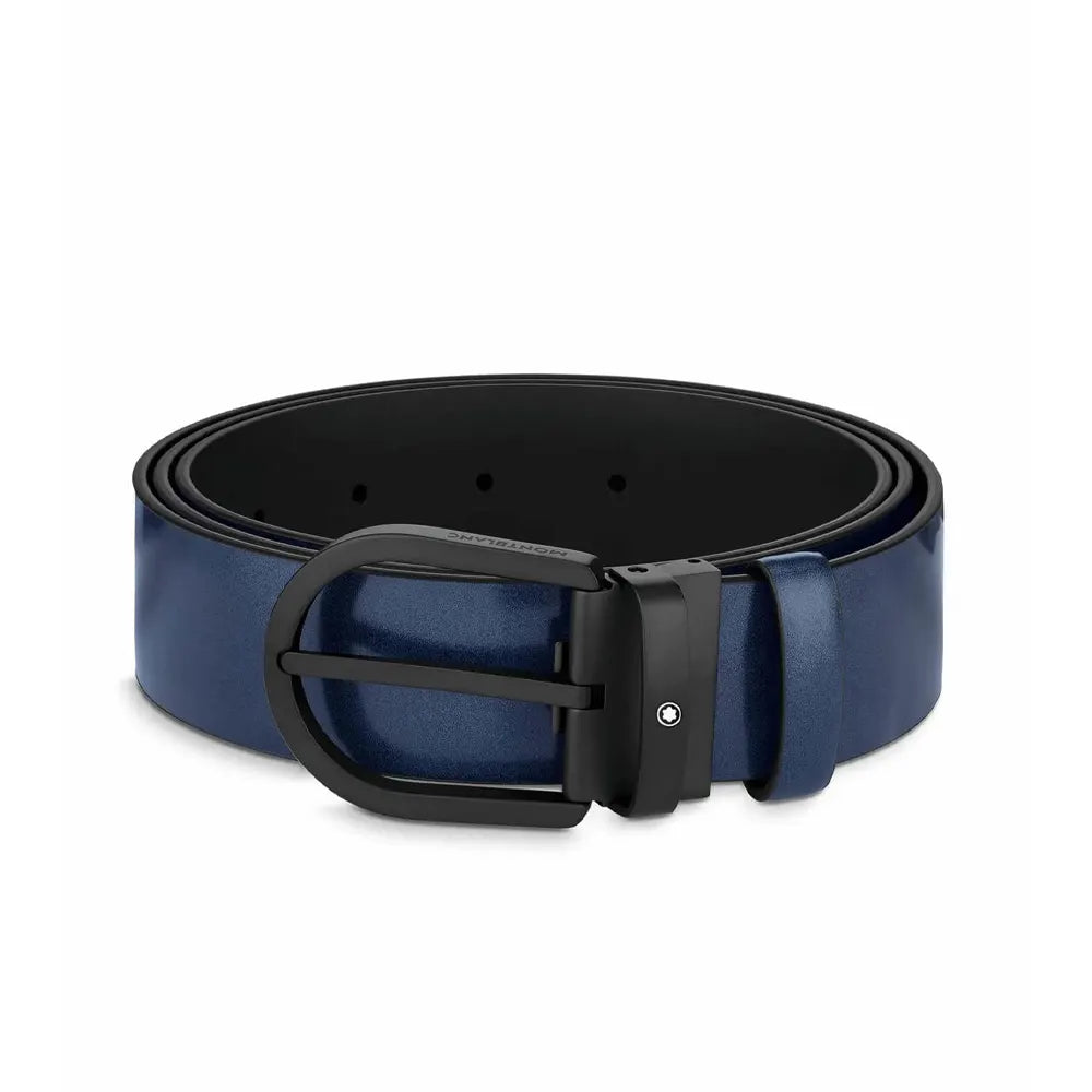 Montblanc Horseshoe Buckle Blue 120cm Leather Belt