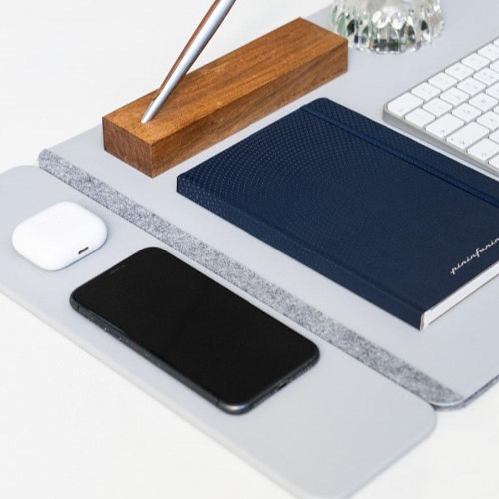 Pininfarina DeskPro with Wireless Charging – Multifunctional Desk Pad White
