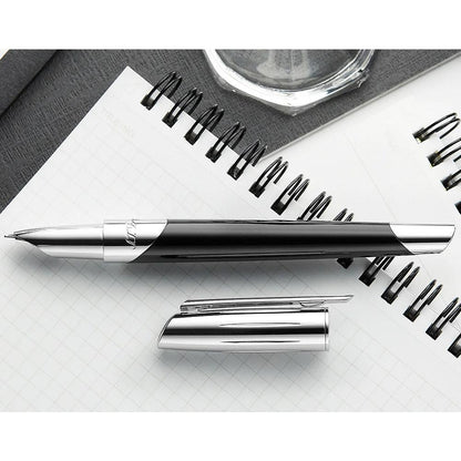 S T Dupont Defi Millenium Silver Black Fountain pen