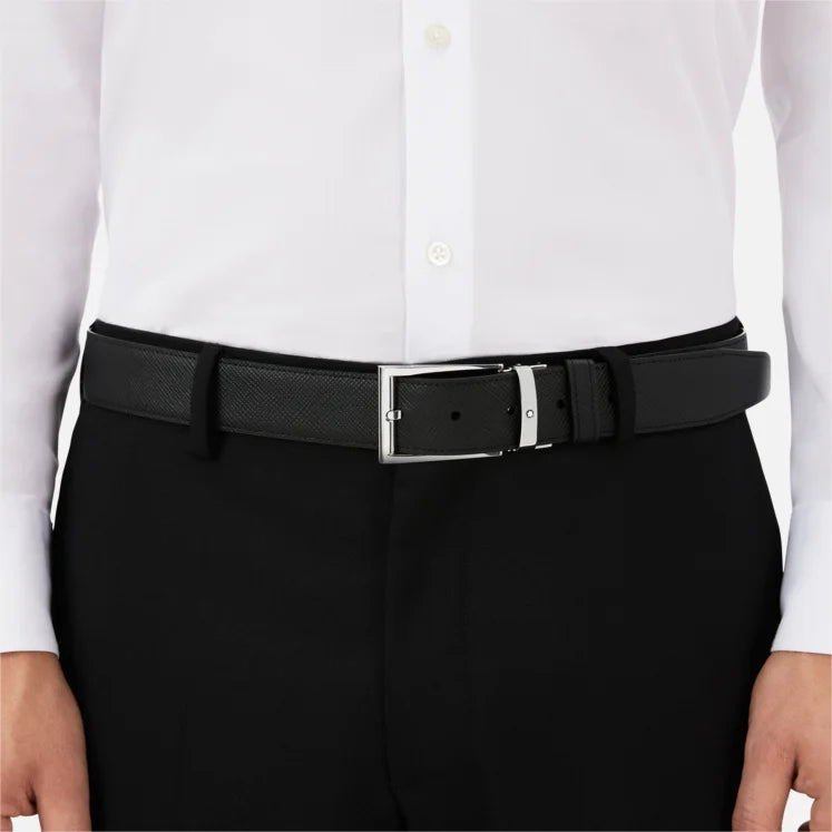 Montblanc Black Brown Double sided Leather Belt