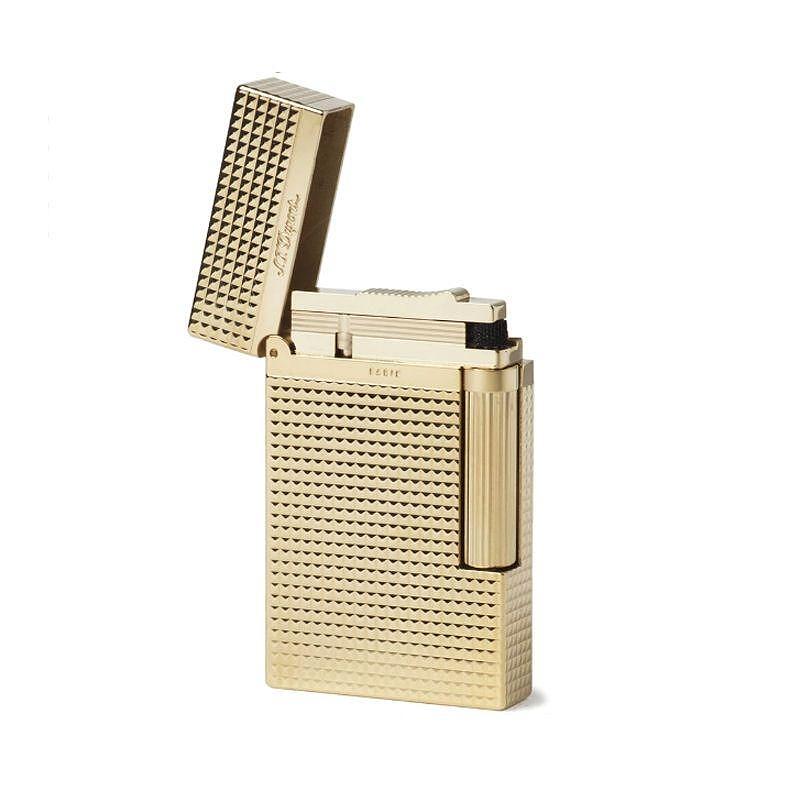 S T Dupont Ligne 2 Yellow Gold Diamond Head Lighter